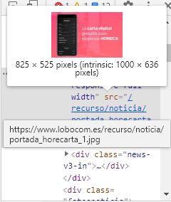 tamaño de imagen con inspector navegador